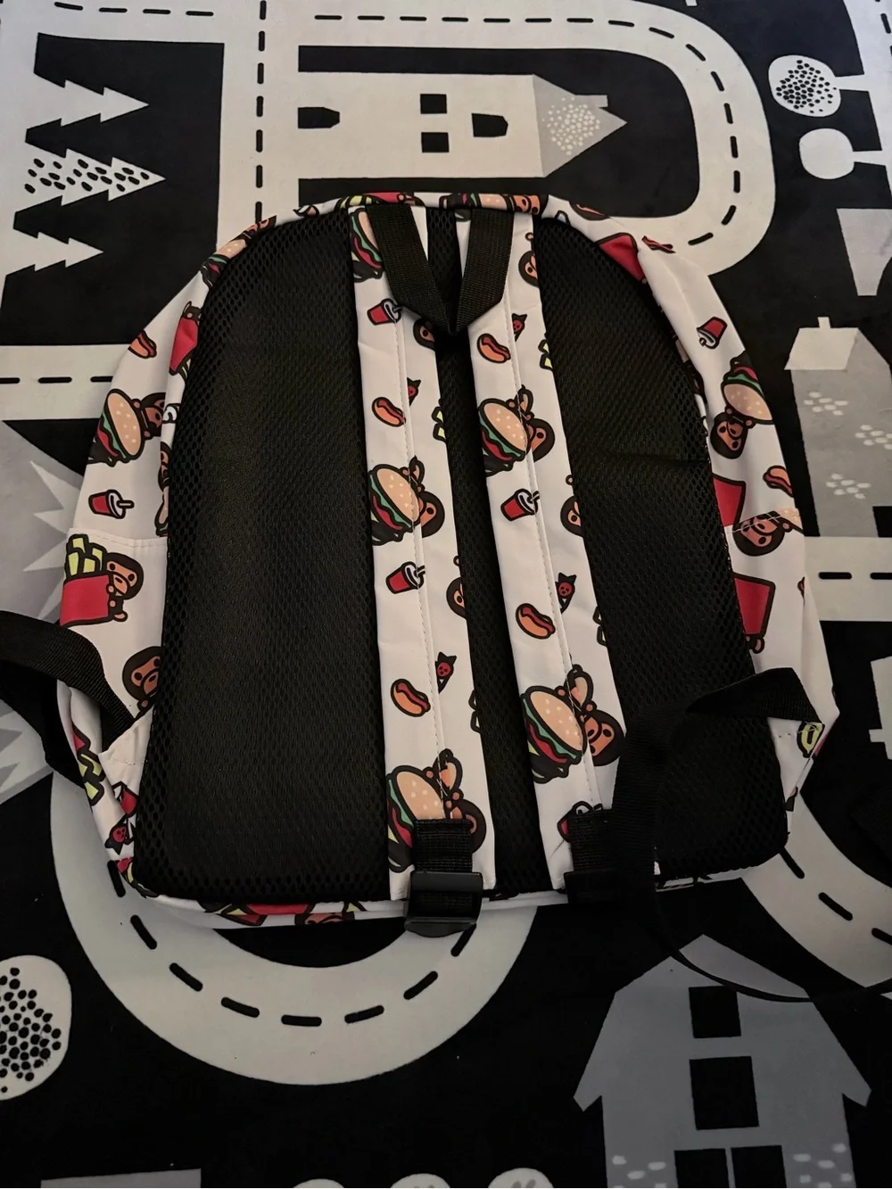 Baby Milo Burger Fries Backpack White School Bag 14inches